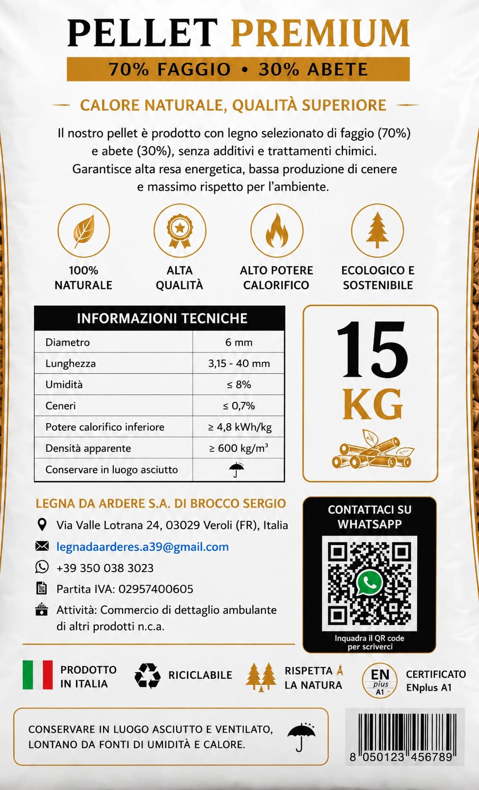 Pellet Premium 70% Faggio 30% Abete